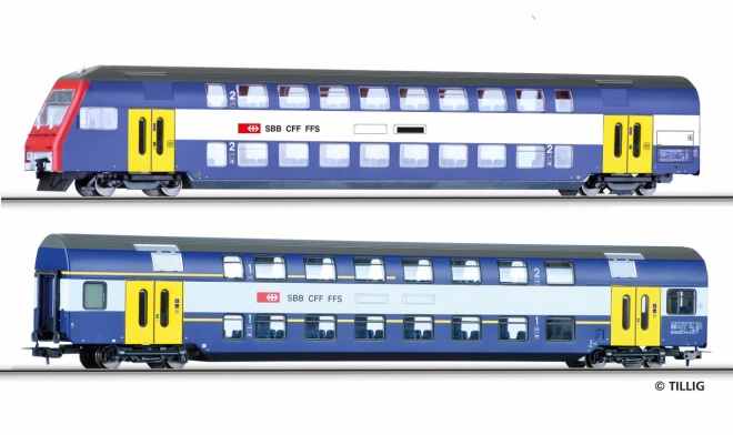 Set of 2 Double-deck Passenger cars S-Bahn Zurich<br /><a href='images/pictures/Sachsenmodelle/70005-Set-HM.jpg' target='_blank'>Full size image</a>
